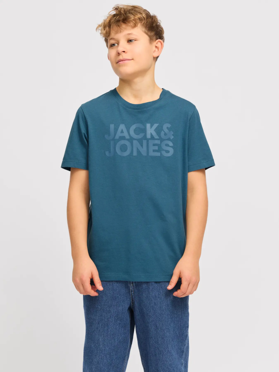 T-shirt in het blauw van Jack & Jones Junior met logo print